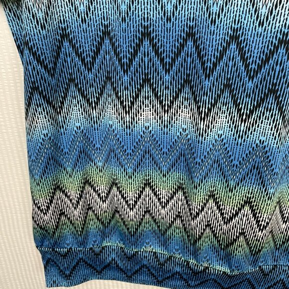 Per Seption Concept Tunic Top Women 1X Black White Red Chevron 3/4 Sleeve Blouse - Picture 9 of 16